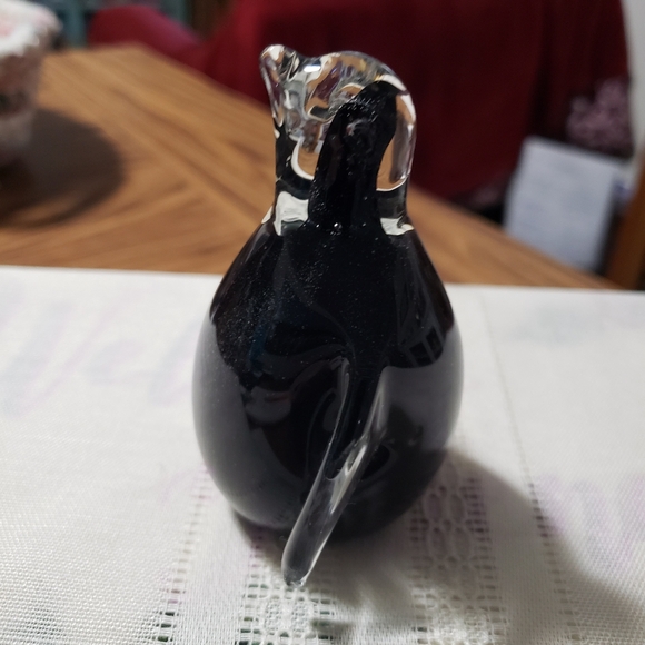 Hand Blown Glass Black Penguin with Clear Glass over it - Picture 4 of 8